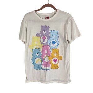 Retro Colorful Care Bears Tshirt L White Graphic Funky Pastel Distressed Relax